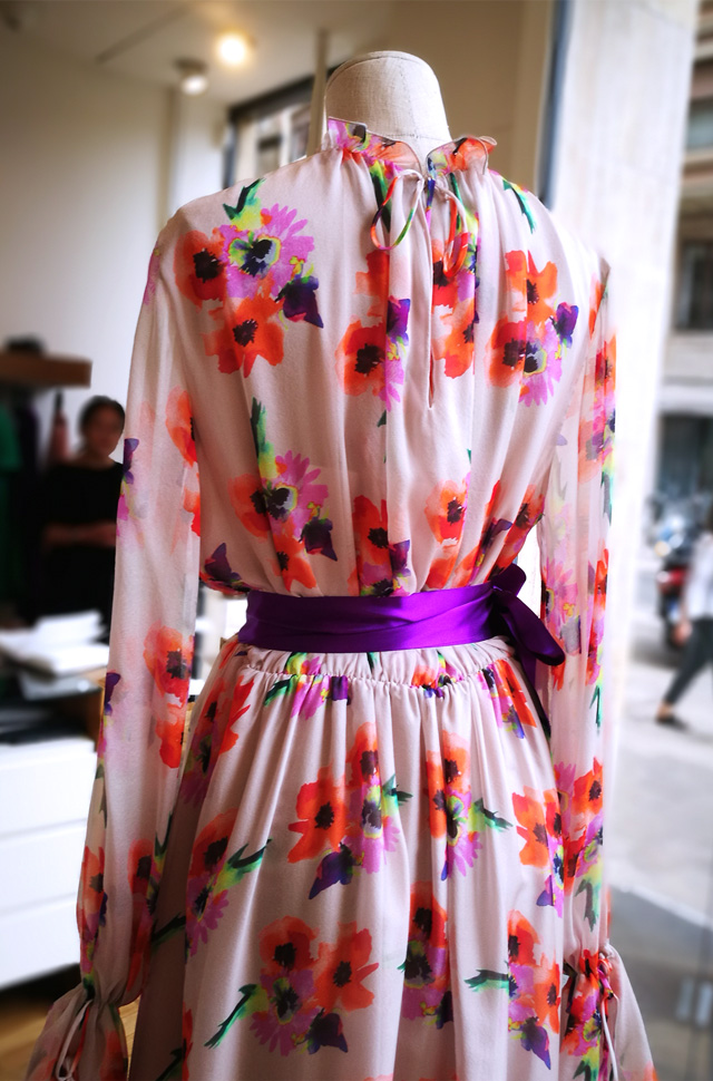 MSGM vestido de colección desfile Moda Primavera Verano 2018 de gasa de seda natural, Moho Chic y Romantic Trend