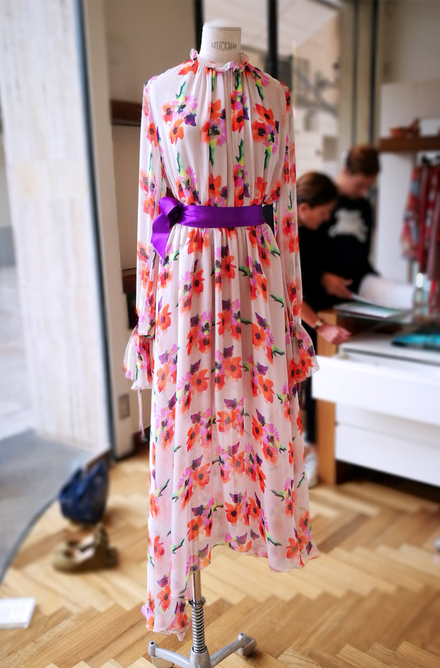 MSGM vestido de colección desfile Moda Primavera Verano 2018 de gasa de seda natural, Moho Chic y Romantic Trend