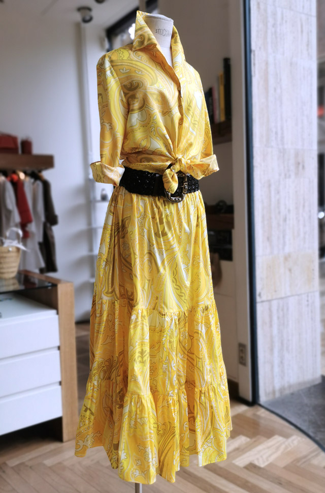 Conjunto ETRO falda y camisa amarillos primavera verano 2021 - PATOS Valencia
